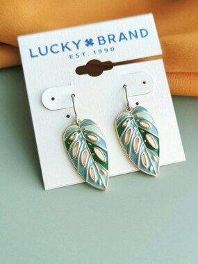 Lucky Brand Leaf Earrings Boho Chic Women’s Trendy Jewelry Accessories